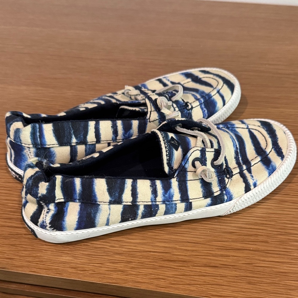 Sperry Blue and Cream Striped Boat Shoes